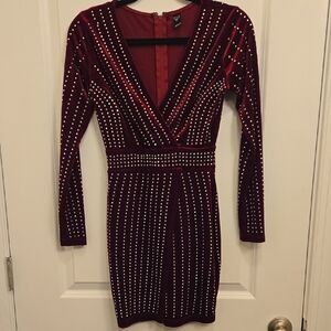 Windsor Red Velvet Studded Dress